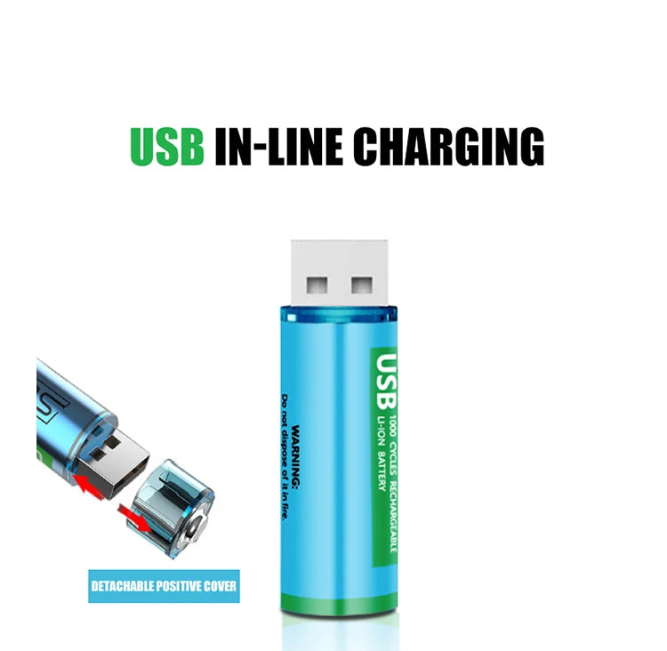 🔋 بطارية ليثيوم أيون قابلة للشحن 1.5V AA – مصغّرة، USB