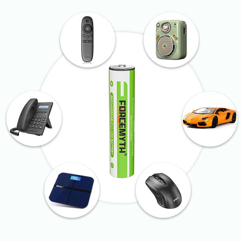 بطاريات AA قابلة للشحن 1.5V USB-C ليثيوم أيون – سعة 2500mWh، متعددة الاستخدامات وصديقة للبيئة
