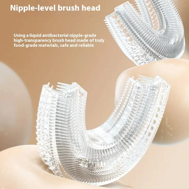 🪥 فرشاة أسنان كهربائية على شكل حرف U للأطفال – تصميم كرتوني لطيف