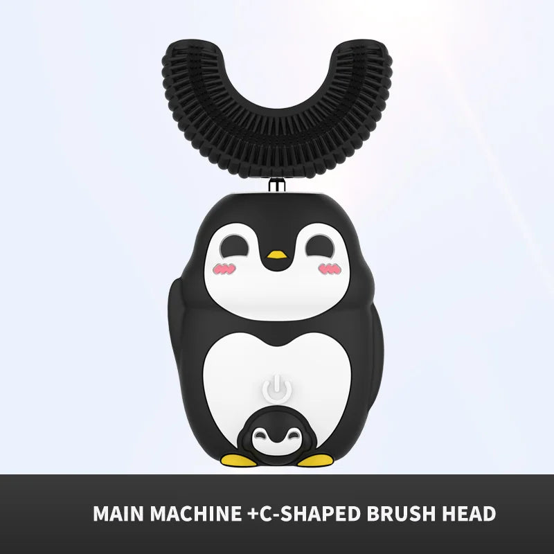 🪥 فرشاة أسنان كهربائية للأطفال على شكل حرف U – تصميم فيل كرتوني صغير