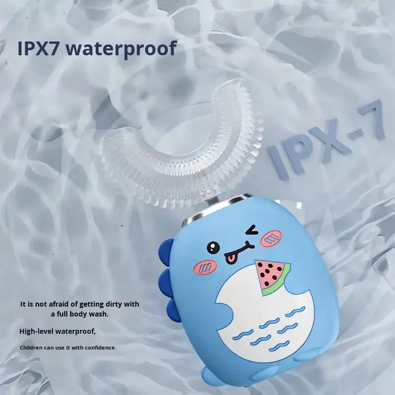 🪥 فرشاة أسنان كهربائية على شكل حرف U للأطفال – تصميم كرتوني لطيف